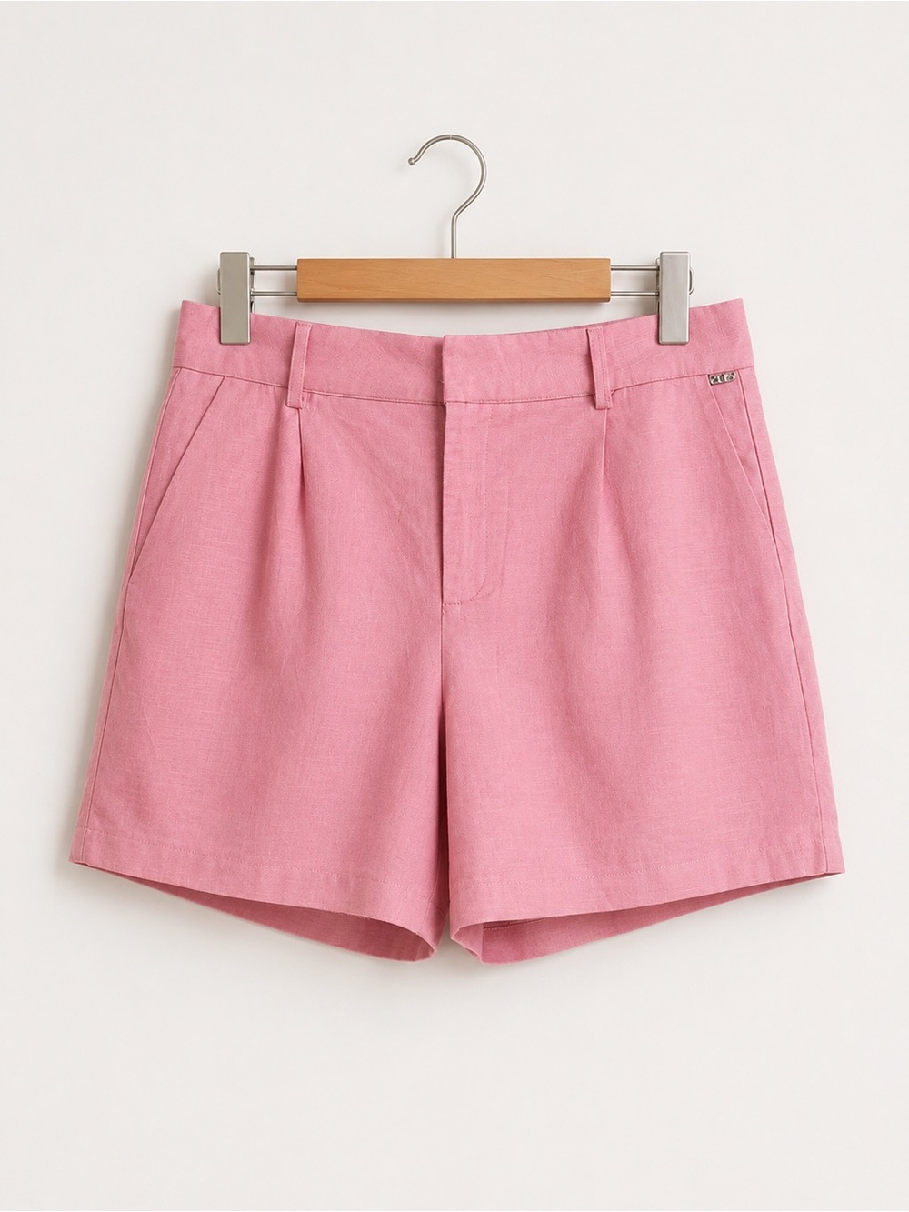 Bonage Tailored High-Rise Pink womens Shorts cotton/linen